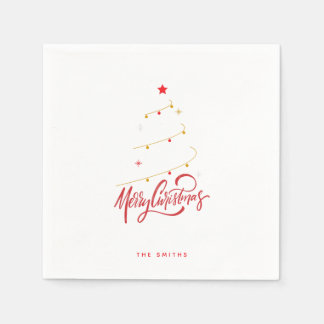 Elegant Christmas Tree Typography Script Paper Servet