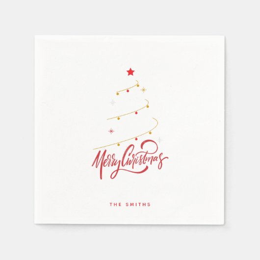 Elegant Christmas Tree Typography Script Paper Servet (Voorkant)