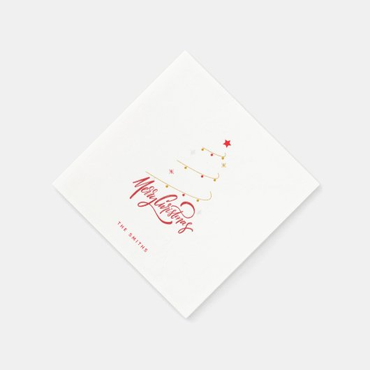 Elegant Christmas Tree Typography Script Paper Servet (Hoek)