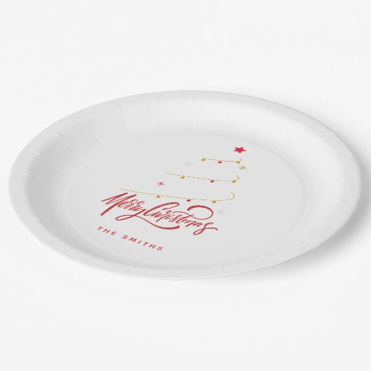 Elegant Christmas Tree Typography Script  Papieren Bordje (Gekanteld)