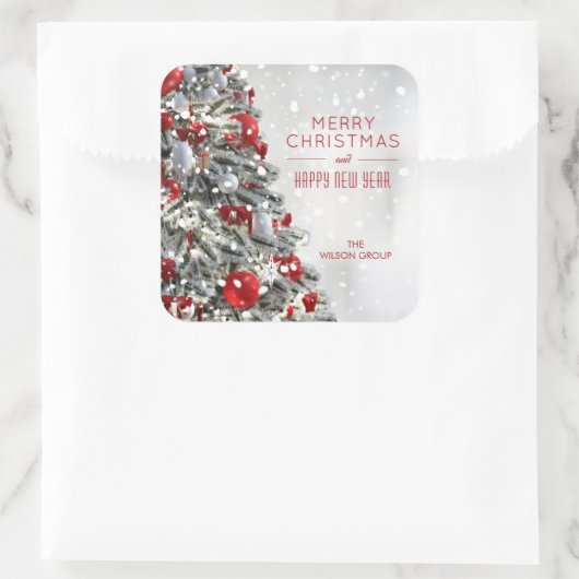 Elegant Christmas Tree Vierkante Sticker (Tas)