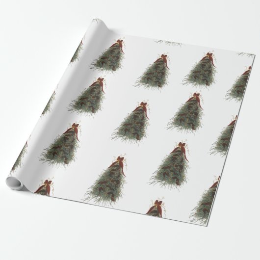 Elegant Christmas Tree Wrapping Paper Cadeaupapier (Uitgerold)