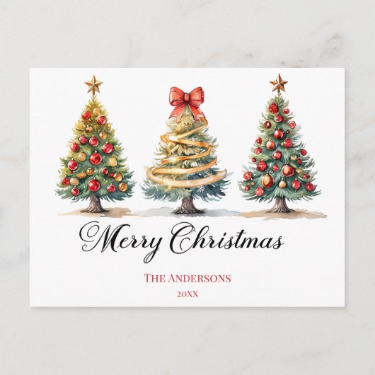 Elegant Christmas Trees Holiday Season Briefkaart (Voorkant)