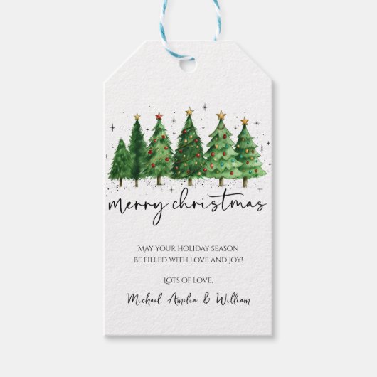 Elegant Christmas Trees Holiday Season Cadeaulabel (Voorkant)