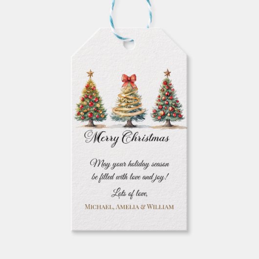 Elegant Christmas Trees Holiday Season Cadeaulabel (Voorkant)
