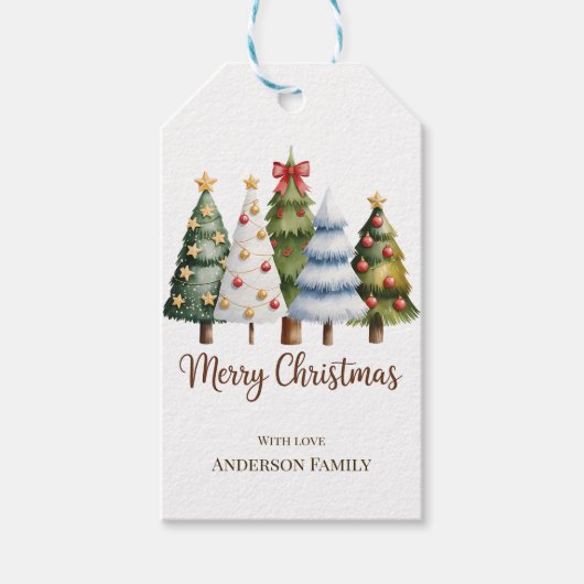Elegant Christmas Trees Holiday Season Mini  Cadeaulabel (Voorkant)
