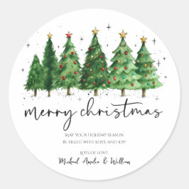 Elegant Christmas Trees Holiday Season Ronde Sticker
