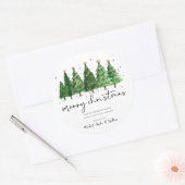 Elegant Christmas Trees Holiday Season Ronde Sticker (Envelop)