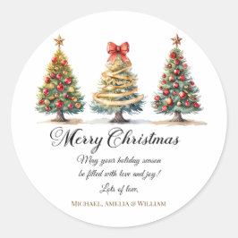 Elegant Christmas Trees Holiday Season Ronde Sticker