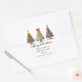 Elegant Christmas Trees Holiday Season Ronde Sticker (Envelop)