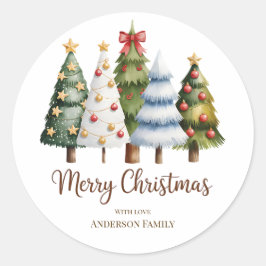 Elegant Christmas Trees Holiday Season Ronde Sticker