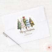 Elegant Christmas Trees Holiday Season Ronde Sticker (Envelop)