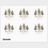 Elegant Christmas Trees Holiday Season Ronde Sticker (Vel)