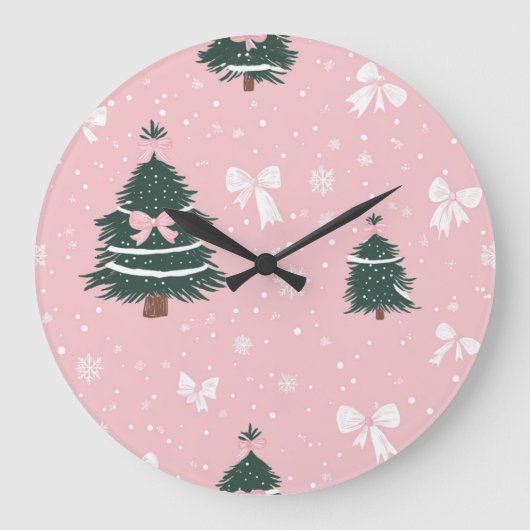 Elegant Christmas Wall Clock – Festive Winter Time Grote Klok (Voorkant)