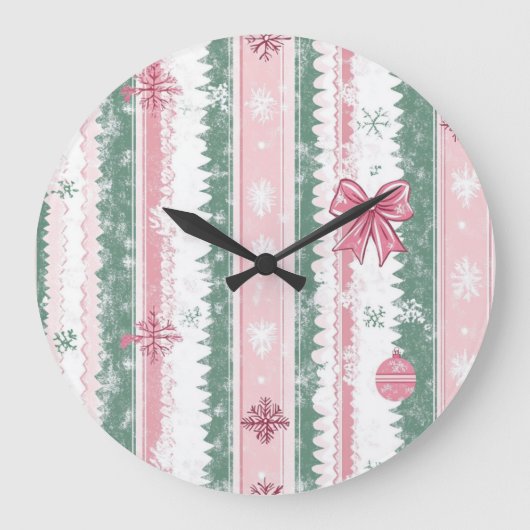 Elegant Christmas Wall Clock – Festive Winter Time Grote Klok (Voorkant)