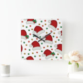 Elegant Christmas Wall Clock – Festive Winter Time Vierkante Klok (Huis)