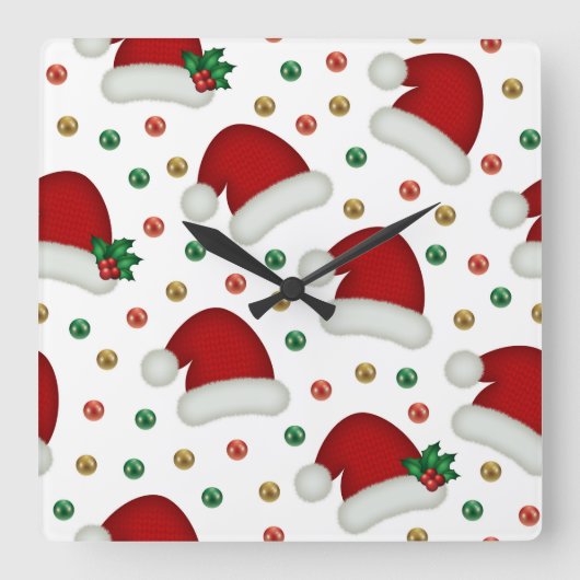 Elegant Christmas Wall Clock – Festive Winter Time Vierkante Klok (Voorkant)