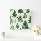 Elegant Christmas Wall Clock – Festive Winter Time Vierkante Klok (Huis)