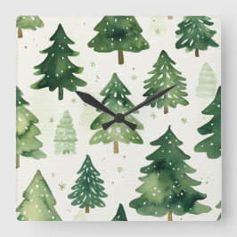 Elegant Christmas Wall Clock – Festive Winter Time Vierkante Klok