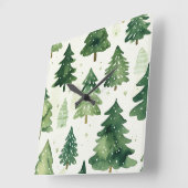 Elegant Christmas Wall Clock – Festive Winter Time Vierkante Klok (Hoek)