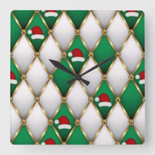 Elegant Christmas Wall Clock – Festive Winter Time Vierkante Klok (Voorkant)