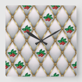 Elegant Christmas Wall Clock – Festive Winter Time Vierkante Klok