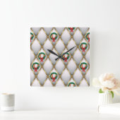 Elegant Christmas Wall Clock – Festive Winter Time Vierkante Klok (Huis)
