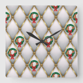 Elegant Christmas Wall Clock – Festive Winter Time Vierkante Klok