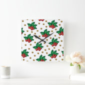 Elegant Christmas Wall Clock – Festive Winter Time Vierkante Klok (Huis)