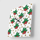 Elegant Christmas Wall Clock – Festive Winter Time Vierkante Klok (Hoek)
