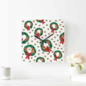 Elegant Christmas Wall Clock – Festive Winter Time Vierkante Klok (Huis)