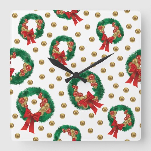 Elegant Christmas Wall Clock – Festive Winter Time Vierkante Klok (Voorkant)