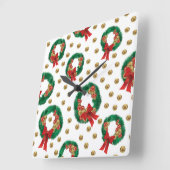 Elegant Christmas Wall Clock – Festive Winter Time Vierkante Klok (Hoek)