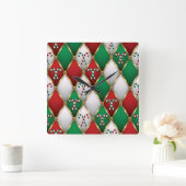 Elegant Christmas Wall Clock – Festive Winter Time Vierkante Klok (Huis)