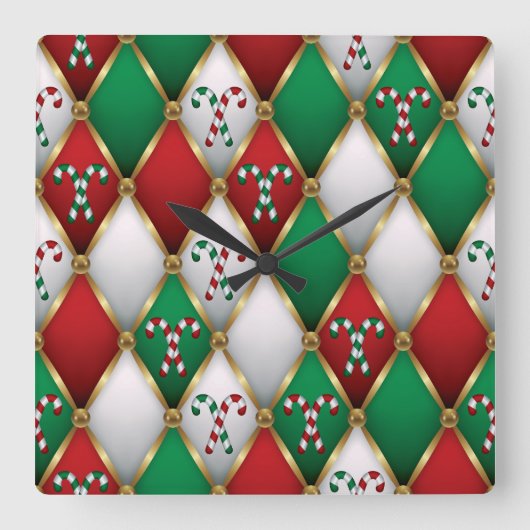Elegant Christmas Wall Clock – Festive Winter Time Vierkante Klok (Voorkant)