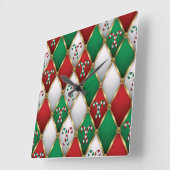 Elegant Christmas Wall Clock – Festive Winter Time Vierkante Klok (Hoek)