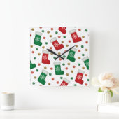 Elegant Christmas Wall Clock – Festive Winter Time Vierkante Klok (Huis)