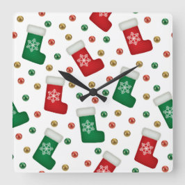 Elegant Christmas Wall Clock – Festive Winter Time Vierkante Klok