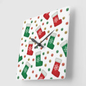 Elegant Christmas Wall Clock – Festive Winter Time Vierkante Klok (Hoek)