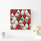 Elegant Christmas Wall Clock – Festive Winter Time Vierkante Klok (Huis)