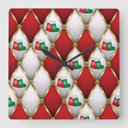 Elegant Christmas Wall Clock – Festive Winter Time Vierkante Klok (Voorkant)