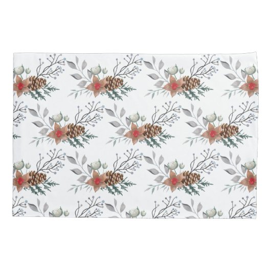 Elegant Christmas Watercolor Botanical Holiday Kussensloop (Achterkant)