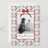 Elegant Christmas Watercolor Botanical Ribbon Feestdagenkaart (Voorkant)