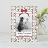 Elegant Christmas Watercolor Botanical Ribbon Feestdagenkaart (Staand voorkant)