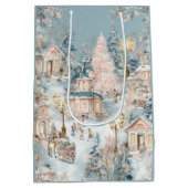 Elegant Christmas Whimsical Village | Gift Bag Medium Cadeauzakje (Achterkant)