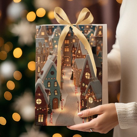 Elegant Christmas Whimsical Village | Gift Bag Medium Cadeauzakje