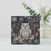 Elegant Christmas white owl woodland winter forest Kaart (Staand voorkant)