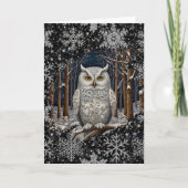 Elegant Christmas white owl woodland winter forest Kaart (Voorkant)