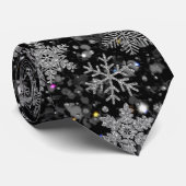 Elegant Christmas white wolf silver snowflakes Stropdas (Opgerold)