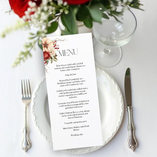 Elegant Christmas Winter Floral Menu